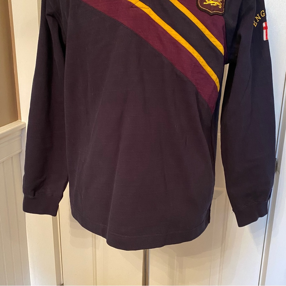 KENT & CURWEN MENS RUGBY POLO SHIRT ENGLAND BLUE PURPLE WHITE COTTON UK 40 US M - Picture 4 of 14